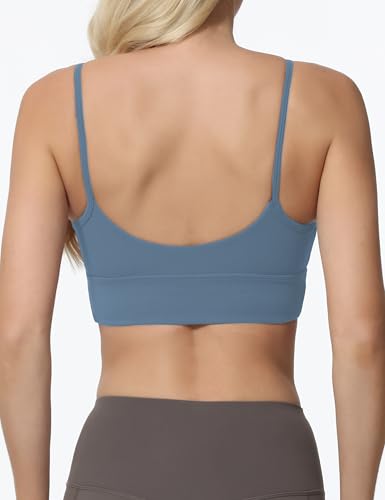 Image of Sports Bras for Women Spaghetti Strap Padded for Yoga Running Gym Workout, Wireless Scoop Neck Bras Crop Tank Top