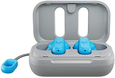 Skullcandy Dime True Wireless in-Ear Bluetooth Earbuds with Mic and Charging Case – 12 Hours Battery, Call Track, Volume Control, IPX4 Water Resistant, iPhone Android Compatible, Light Gray Blue