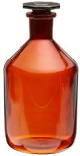 Karter Scientific Reagent Bottle, Amber, 500mL, Narrow Mouth w/Stopper Size 33, 85mm x 172mm (Pack of 8)