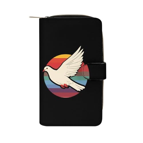 Retro Rainbow Pigeon Unisex Wallet Cute Elegant Long Slim Card Holder Case Minimalist Coin Purse Clutch Wallets
