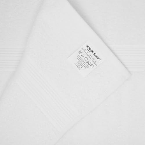 Amazon Basics 6-Piece Oversized Highly Absorbent Fade-Resistant Towel Set, 100% Cotton Towels for Bathroom, Soft, 2 Bath Towels, 2 Hand Towels, 2 Washcloths, White (Pack of 2) view 3