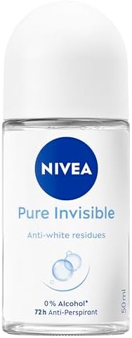 NIVEA Pure Invisible Anti-Perspirant Roll-On Deodorant 50ml | 72-Hour Sweat & Odour Protection | No White Marks on Clothes | Long-Lasting Freshness | Quick-Dry Formula | Women's Roll-On Deodorant