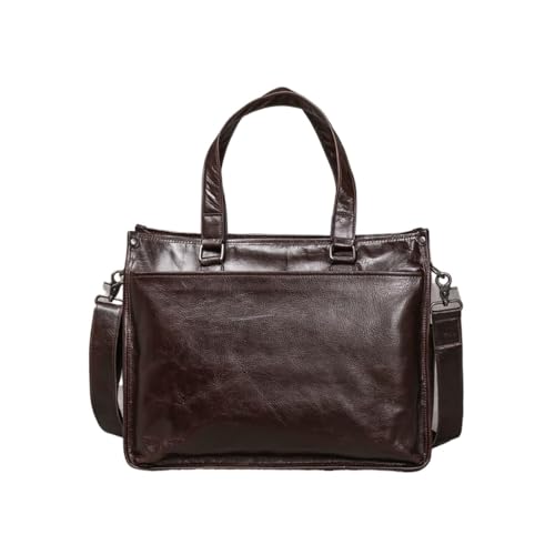 Maletín de negocios de cuero para hombre con compartimento acolchado para portátil de 15" 5