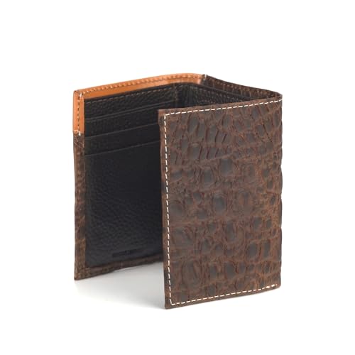 ARIAT Western Wallet Mens Trifold Slim Croc Embossed Brown A35529024