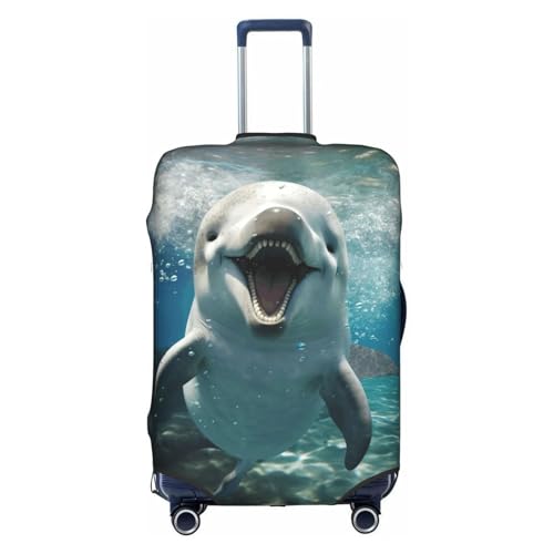 Housse de valise dauphin blanc L élastique et imperméable