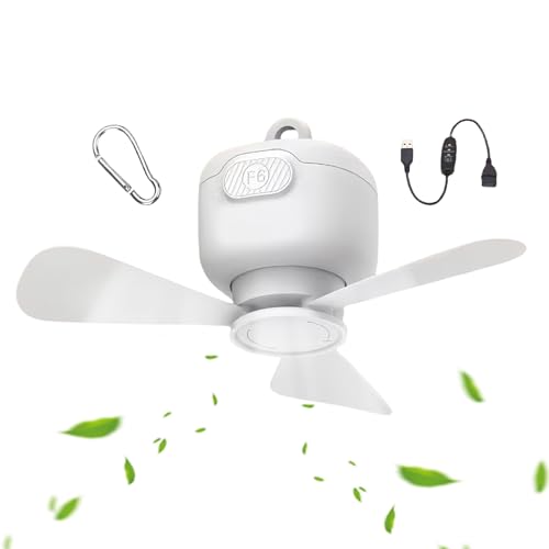 Ventilador De Techo Con Batería, Ventilador para Cenador con Mando a Distancia Inalámbrico, Soplador Con Gancho Para Tienda Habitación Terraza Taller Exterior
