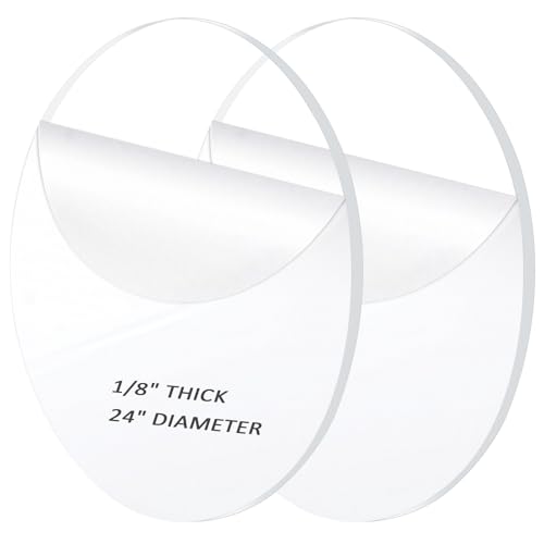 Image of 2 Pieces 1 /8 inch Clear Circle Acrylic Sheet, 24 Inch Diameter Plexiglass Sheet, Round for Cake Discs, Plexiglass Table Top, Acrylic Backdrops and DIY Display Projects Craft