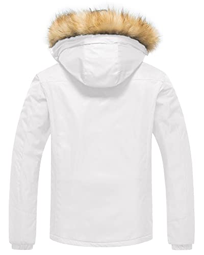 Image of Pursky Men's Waterproof Ski Jacket Winter Snow Coats Fur Hooded Raincoats Parka