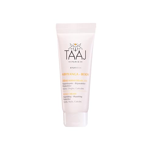 TAAJ | Crema de manos Delhicada - ABHYANGA | Nutre, repara y calma manos, uñas y cutículas | Reparadores y Protectores | Manos suaves | Vegano | Envase de 3 x 75ml