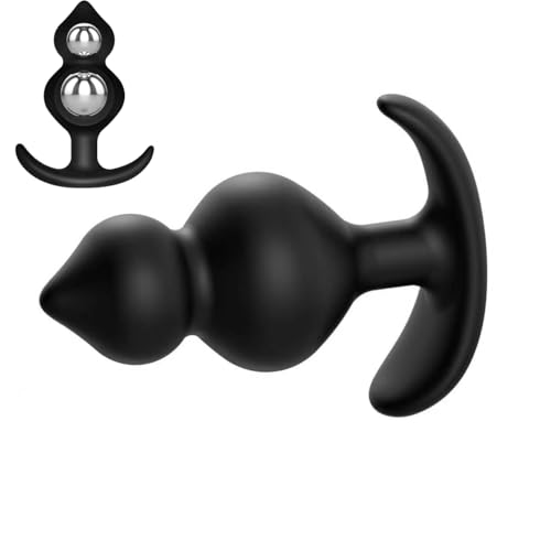 YILUQIFLY Silicone Plug Anal avec 2 billes en acier Sex Toys Femme Débutante Anus Homme Butt Plug pour Femmes Hommes Couples Stimulation du point G de la prostate (S)