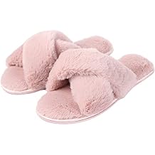 Home Slipper Cozy Slippers Womens Light House Indoor Slippers Fuzzy Cross/Open Toe Slippers