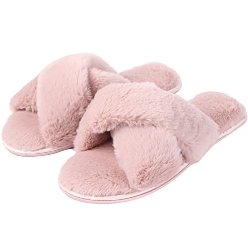 Home Slipper Cozy Slippers Women's Light House Indoor Slippers Fuzzy Cross/Open Toe Slippers