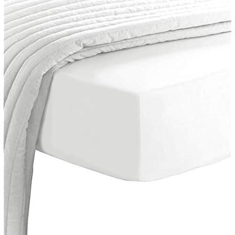 Pizuna 1000-Thread-Count Cotton King Size Fitted Sheet, 1pc White Fitted Bed Sheet, 100% Long Staple Cotton Thick White Sheets Smooth Sateen Weave, deep pocket sheet fit upto 40 cm deep Cover