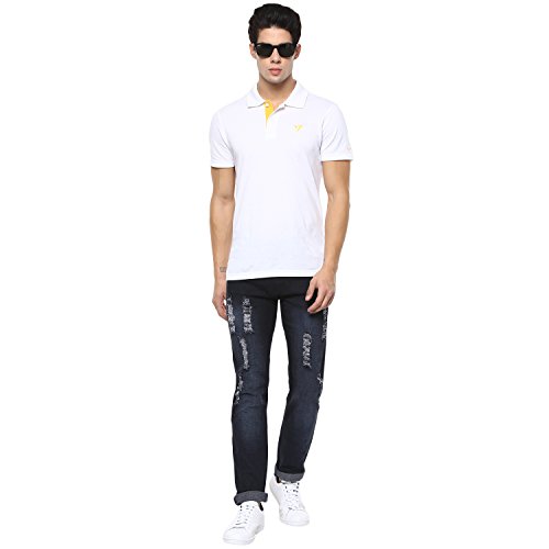 Image of Urbano Fashion Men's Ice Blue Slim Fit Heavy Distressed /Torn Jeans