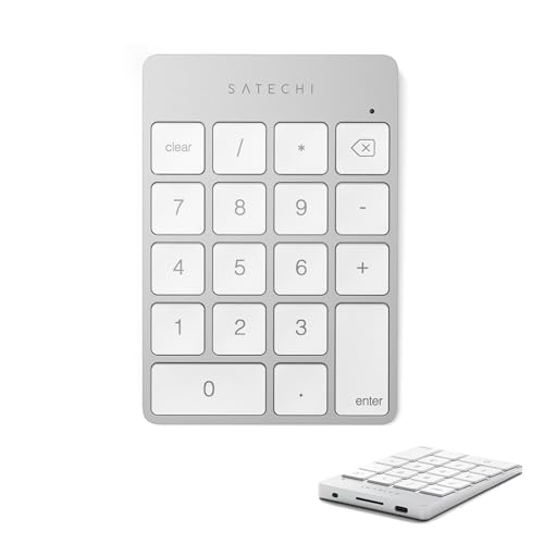 Satechi Pavé Numérique sans Fil Slim en Aluminium à 18 Touches, Bluetooth, Recharge USB-C pour MacBook, PC Portable, iPad (Argent, 𝗟𝗮𝘆𝗼𝘂𝘁...