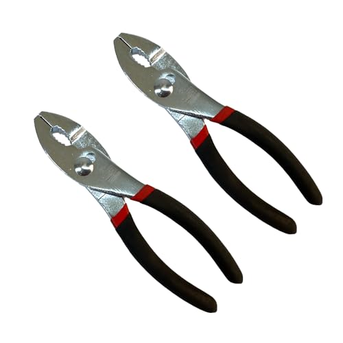 Edward Tools Slip Joint Pliers 6” (Pack of 2) - Heavy Duty Carbon Steel with Rubber Grip Handle -...