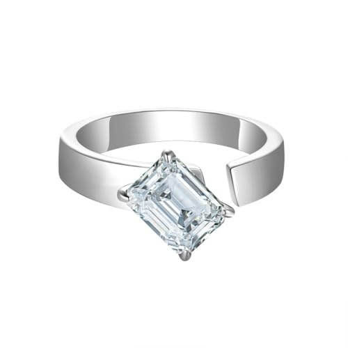Bague moissanite ajustable 1 carat anti-ternissement pour femme