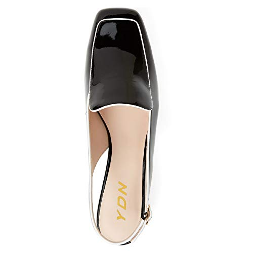 Image of YDN Women Closed Square Toe Block Low Heels Slingback Formal Loafer Dressy Shoes Office Lady Pump Size 4-15 US