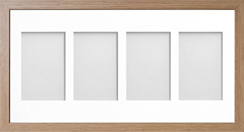 Allington Range 20x10-inch Beech Picture Photo Frame with White 4-Aperture Mount for Image Size 6x4-inch (Portrait)