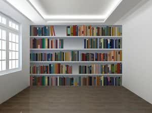 Fake Bookcase 3D Photo Wallpaper Wall Mural Library Room - 2XL : Amazon ...