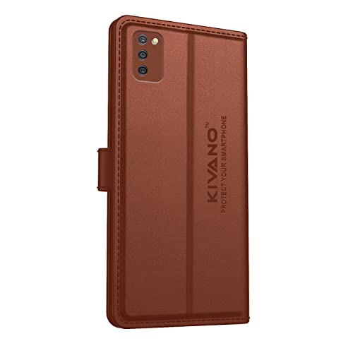 Image of KIVANO Compatible with Samsung Galaxy A03s Flip Cover | Leather Finish | Inside Pockets & Inbuilt Stand | Shockproof Wallet Style Magnetic Closure Back Cover Case