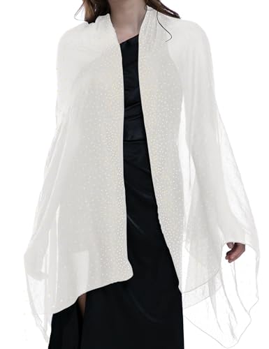 BANETTETA Shawl Shawl Wraps for Women White Shawl for Women Womens Shawl Shawls and Wraps for Weddings Shawls and Wraps for Evening Dresses Fall (White)