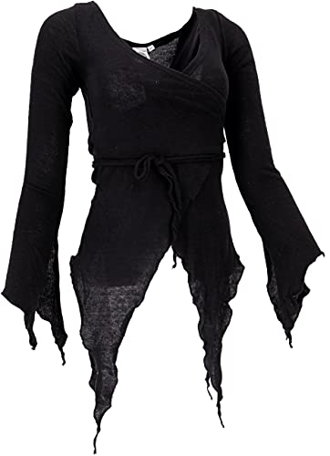 GURU SHOP Wickel-Strickjacke, Pixi Wickeljacke, Schwarz, Baumwolle, Size:M/L (38), Jacken, Mäntel & Ponchos Alternative Bekleidung Cover