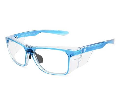 Image of FAMOUS Prescription safety eyeglass frames for men and women polycarbonate material with zero power lens clear side shield