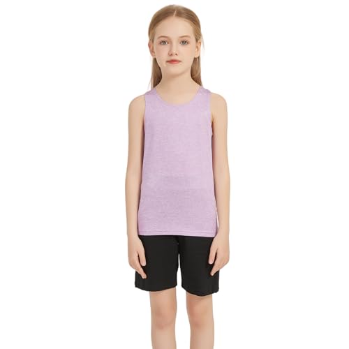 6 Pack Girls Youth Kids Tank Top Active Quick Dry Sleeveless Moisture Wicking Tank Tops Performance Shirts (Age 4-16Y)4