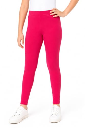 Image of BODYCARE Girls Cotton Stretch Leggings, Elastic Waist Ankle Length Leggings for Kids, Soft