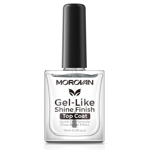 Morovan Top Coat Nail Polish Clear: quick dry top coat. Fast drying nail polish efficient formula