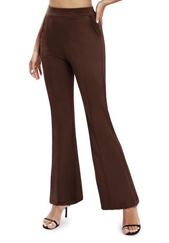 Women's Flare Dress Pant with Pockets Stretchy High Waisted Pants for Work Casual3