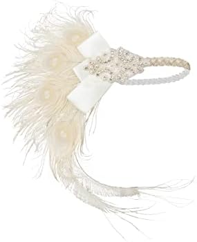 ArtiDeco 1920s Flapper Headpiece Peacock Feather Sequins Headband Great Gatsby Accessory Headband for Prom Pageant Themed Party(Size: One Size)