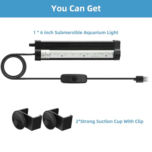 Image of DaToo Submersible Aquarium Light 6Inch Fish Tank Light Bubbler Wall with Air Bubble Hole IP68 Waterproof Color Changing Led Light for Freshwater and Saltwater Aquariums Fish Tanks