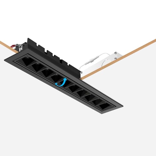 Image of 15W LED Linear Recessed Lighting,4000K 900LM Downlight with Beam Angle Adjustable, Indoor Spotlight with TRIAC /ELV /0-10V Dimable ETL Driver in Junction Box (Ra95 /36 /Black with Trim)