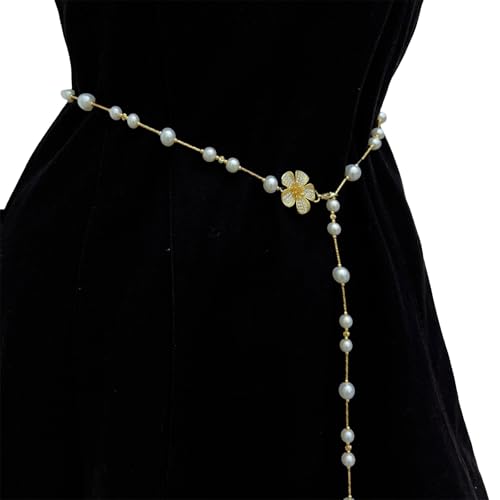 メタルボディジュエリーチェーン機能光沢のある真珠ウェストアクセサリージュエリーウェディングパーティーと毎日のファッションゴールドシルバーパールボディチェーン