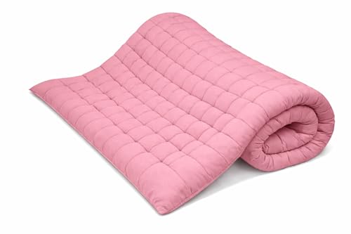 Image of ATOOTFUSION Soft Cotton Quilt | Foldable Light Weight Filled Single Firm Cotton Quilt Mattress| Gadda (Solid Coloured, 2 Sleeping Capacity, 5 x 6 ft or 72 x 60 Inches Queen) (Pink)