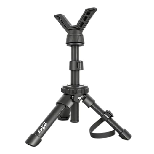 HUNTPAL Portable Shooting Tripod Rapid Shooting Stick Gun Rifle Rest for Shooting Range, Aluminum Compact Bench Shooting Stand with Height Adjustment Center Column & Removable 360° Rotate V Yoke