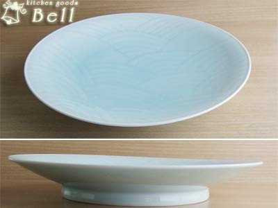 快山窯　青白磁　大皿　尺皿 Amazon.co.jp: みのさらら 快山窯 青白磁 波 尺一皿 33.5cm 箱入
