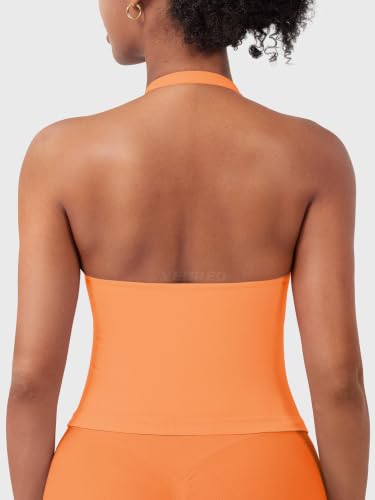 Image of YEOREO SoftHue Women's Impact Halter Tank Top Longline Backless Scoop Neck Built-in Bra Sports Workout Gym Crop Top