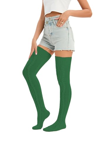 Image of YELAIVP Women's Thigh High Socks Over Knee Cable Knit Boot Stockings Winter Long Warm Leg Warmers
