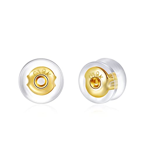 18K Gold Earring Backs For Studs,12Pcs Silicone Earring Backs Replacements For Droopy Hoops Fish Hook Secure Earring Backs No-Irritate Hypoallergenic For Ears #TOP6