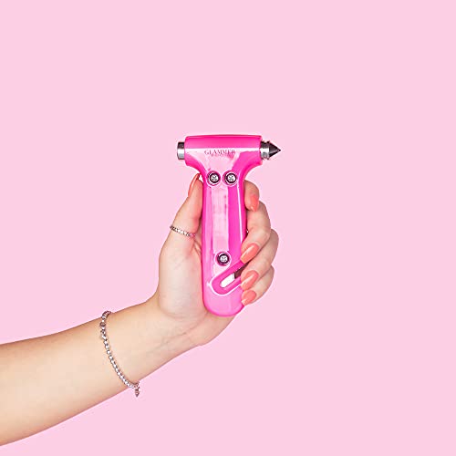 Blingsting Glammer Safety Hammer - Emergency Automotive Escape Hammer Tool, Seat Belt Cutter & Car Window Break Tool - Pink, 1 Count #TOP3