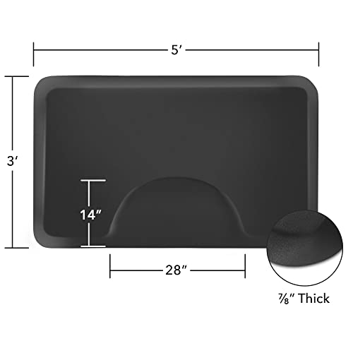 Image of Saloniture 3 ft. x 5 ft. Salon & Barber Shop Chair Anti-Fatigue Floor Mat - Black Rectangle - 7 /8 in. Thick
