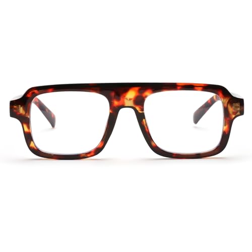 Image of Vintage Square Aviator Blue Light Blocking Glasses For Women Men Computer Lightweight Glasses Anti Eyestrain