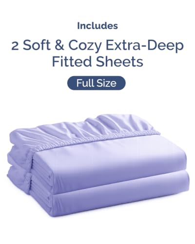 Image of CGK Linens 2 Pack Extra Deep Full Fitted Sheets - Lavender