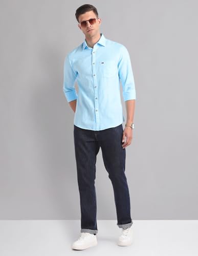 Image of AD by Arvind Cotton Linen Slim Fit Shirt