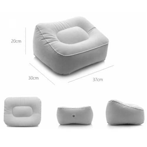 Image of Portable Inflatable Foot Rest Pillow for Travel and Office Use, Soft Velvet Leg Support Cushion with Portable Design for Airplane, Home, Car, Foot Elevation and Relaxation Comfort