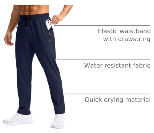 Image of Pudolla Men's Lightweight Hiking Pants Quick Dry Outdoor Sweatpants with Zipper Pockets for Athletic Workout Casual Travel
