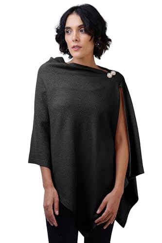 Image of Zelena Cotton Bamboo Blend Premium Nursing Cover for Breastfeeding | Breastfeeding Cover for Mothers | Feeding Shawl for Mother | Breathable Nursing Covers | Poncho for Mom (Black)